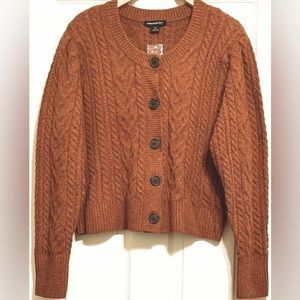 Something Navy Crew Neck Button Down Cardigan Size XXL Color Rust Leather NWT